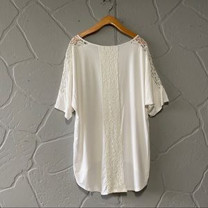Chico’s White Short Sleeve Lace Back Detail